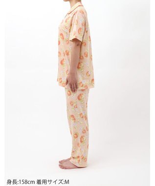 Wing パジャマ 5分袖 半袖 長ズボン 綿混(本体) 天竺素材 レディース EP8077 ウイング／ワコール オレンジ