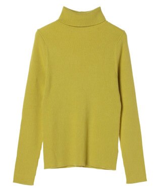 earth music&ecology やわらかタッチリブタートルネックプルオーバー Lime Green