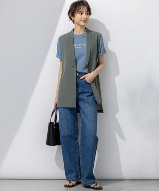 23区 【洗える】ボタニカル カラー Tシャツ ダルブルー系