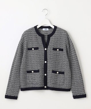 J.PRESS LADIES 【洗える】DAILY TWEED ニット アウター ネイビーミックス系