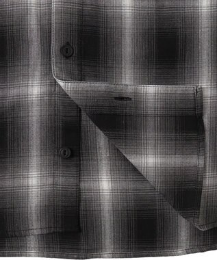 WEGO オンブレチェックフードシャツ（LS） ブラックチェック1