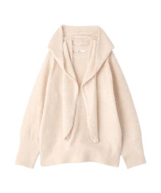 CRAFT STANDARD BOUTIQUE フードストール付きニットプルオーバー Ivory