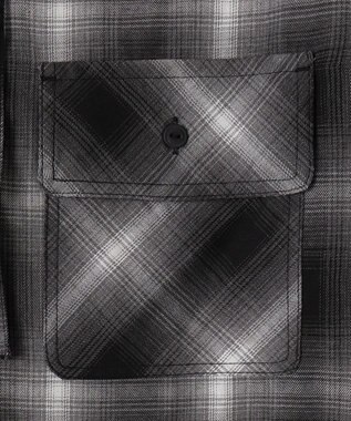 WEGO オンブレチェックフードシャツ（LS） ブラックチェック1