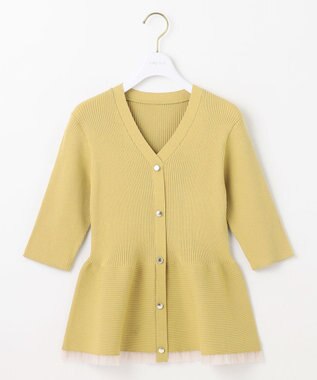 ANY SIS S シアーフリルペプラム ニット イエロー