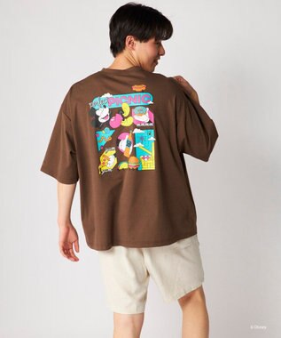OP／FILA 【Ocean Pacific】ミッキー/水陸両用ビッグTシャツ/ユニセックス ブラウン