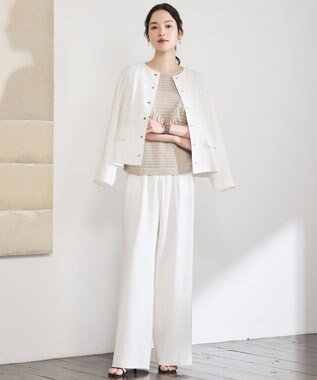 自由区 L 【SHIHOさん着用・セットアップ対応】リネンストレッチワイド パンツ オフ