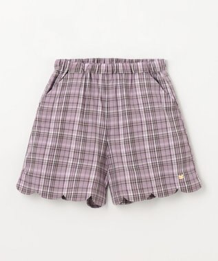 ANY KIDS 裾 スカラップ ショートパンツ モーヴ系チェック