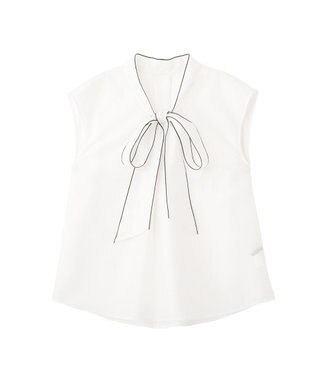 YECCA VECCA シアーボウタイブラウス Off White