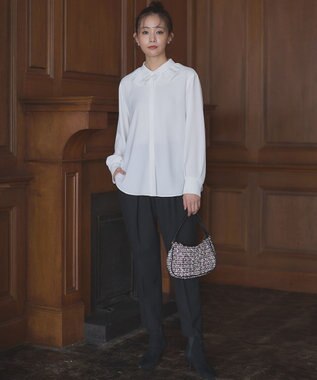 組曲 2WAYウォームストレッチ テーパード パンツ ブラック系