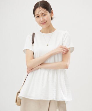 組曲 S 華感フレア カットソー アイボリー系