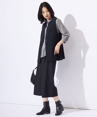 J.PRESS LADIES L 【セットアップ対応・洗える】RELAXIONツイル ジレ ネイビー系