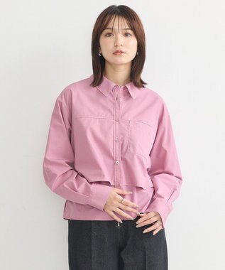 earth music&ecology ロールアップスリーブボクシーシャツ Purple