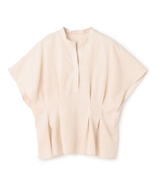 UNFILO リネンレーヨン タックブラウス ベージュ