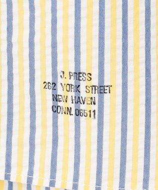 J.PRESS MEN 風が通るシアサッカーの清涼感【吸水速乾 / 高通気性】【クールマックス】サッカーストライプ シャツ / B.D. イエロー系1