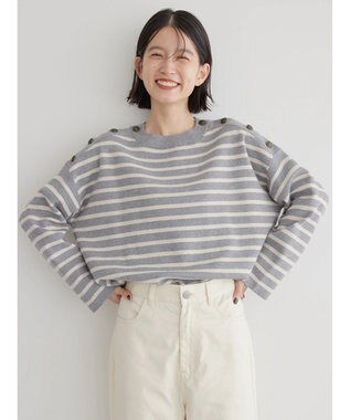 AMERICAN HOLIC バイパチショルダーボタンニットプルオーバー Gray Mixture