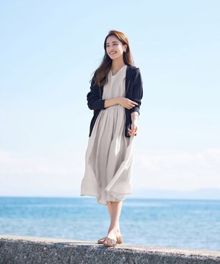 Tiaclasse L 【小倉優子さん着用】【洗える】サマーニットショートパーカー ネイビー