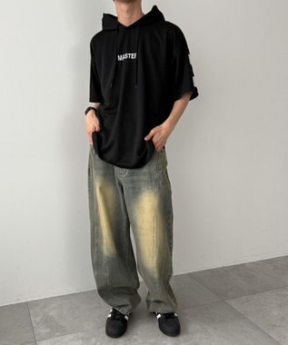 WEGO 【MLXLサイズ展開】ストレートラインプルパーカー（SS） ブラック