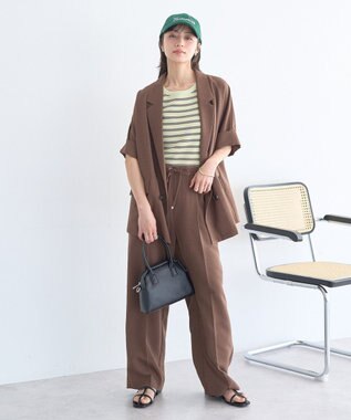 earth music&ecology 【セットアップ対応】リネンライクリラックスパンツ Brown