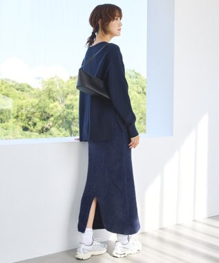 AMERICAN HOLIC シャギーニットナロースカート Navy