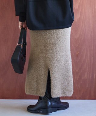 AMERICAN HOLIC シャギーニットナロースカート Brown