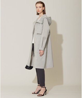 ICB 【撥水加工】 メモリーストレッチタフタ フーデットコート トープ系