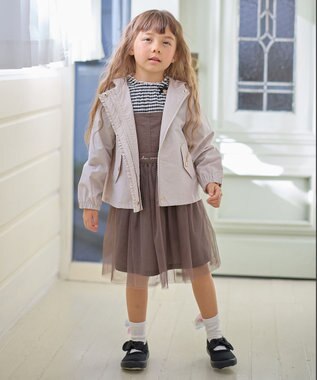 ANY KIDS シアー ギンガム 七分袖 Tシャツ ブラック