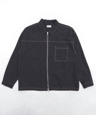 WEGO 【ユニセックス着用ITEM/MLサイズ展開】カラーステッチシャツジャケット ブラック