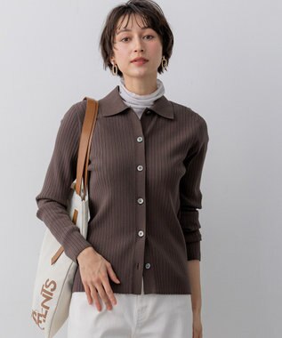 23区 【先行予約】ワイドリブ ポロニット カーディガン