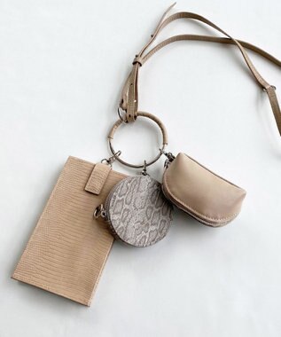 ICB 【人気のためさらに新色追加・全5色展開】 3ピースチャームバッグ ベージュ×パイソン