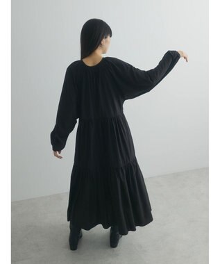 Green Parks armonia. ティアード配色パイピングワンピース Black