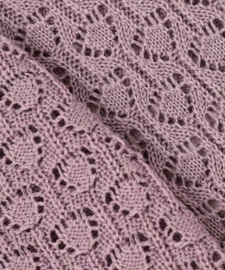 Feroux 【洗える】透かし編み カーディガン ライラック系