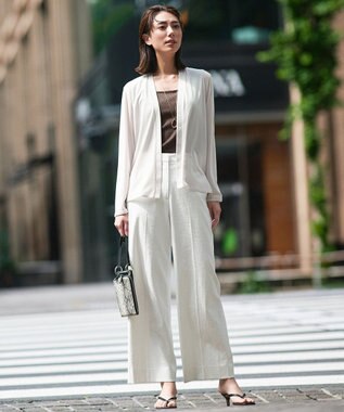 ICB 【接触冷感・UVカット・透け防止・吸水速乾・洗える】 シェルタリングドライオックス ワイドパンツ オフホワイト系