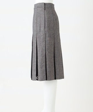 23区 【R(アール)】マットツイード プリーツスカート ブラック系