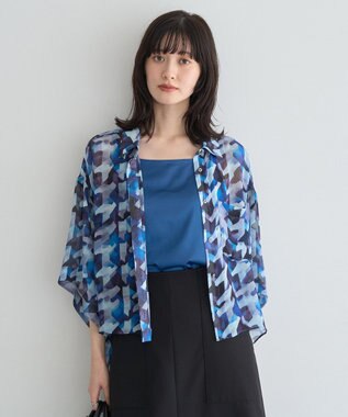 YECCA VECCA [2SET]キャミ付きシアージオメ柄シャツ Blue