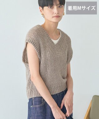 AMERICAN HOLIC 【選べる丈】甘編みニットベスト Gray Beige