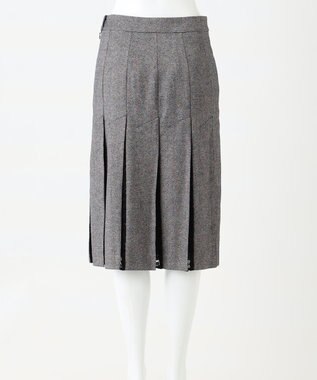 23区 【R(アール)】マットツイード プリーツスカート ブラック系