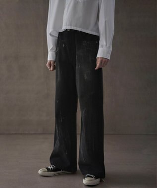 WEGO シルバープリントバギーフレアデニム