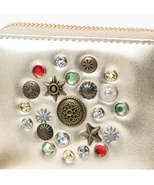 UNBILLION ペルケ perche / マルチスタッズ・ジャバラカードウォレット ゴールド