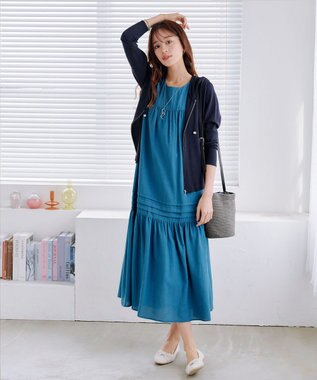 Tiaclasse L 【小倉優子さん着用】【洗える】サマーニットショートパーカー ネイビー