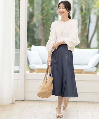 ANY SIS S 【洗える】ライトデニムライクシャンブレー スカート シャンブレー