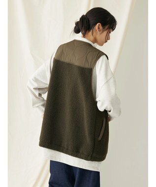 CRAFT STANDARD BOUTIQUE キルティングボア切替ベスト Khaki