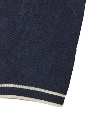 earth music&ecology バイカラーフラワージャガードニットプルオーバー Dark Navy