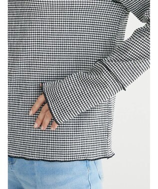 Green Parks 表面感ハイネックプルオーバー Gingham Check