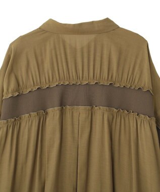 YECCA VECCA リブMIXシアーオーバーシャツ Dark Beige