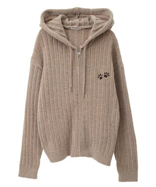 CRAFT STANDARD BOUTIQUE アニマル刺繍ニットZIPパーカー Ivory