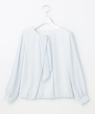 自由区 【XSサイズ～/洗える】ロイヤルシフォン デザインブラウス スカイブルー系