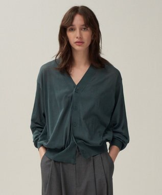 ATON COMPACT COTTON | Vネックニットカーディガン GREEN