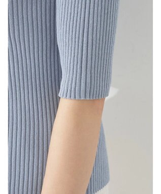 earth music&ecology リブコンパクトカーディガン Blue