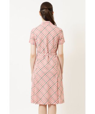 DAKS ウールボイル フィット＆フレア チェック ワンピース ピンクチェック