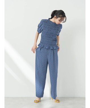 earth music&ecology 花柄ワイドパンツ Navy